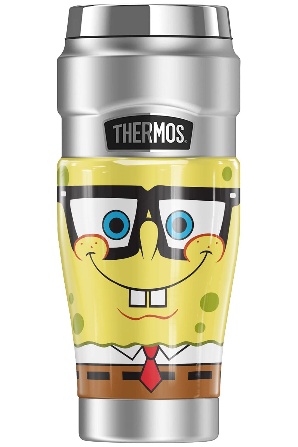 Amazon.com: Spongebob OFFICIAL Spongebob Nerd Face THERMOS